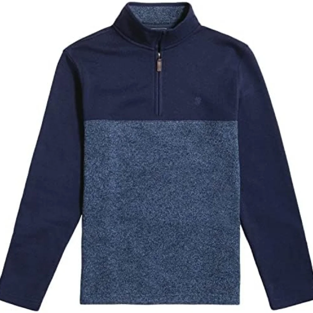 Men's Izod Quarter Zip Color block Fleece XL Blue